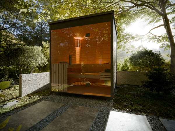 Tuinsauna Lilly zwart SPARSET 9 kW kachel en int. bediening.