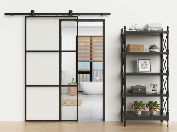 Glazen schuifdeur met Soft-Stop-functie, helder glas 102 x 205 cm