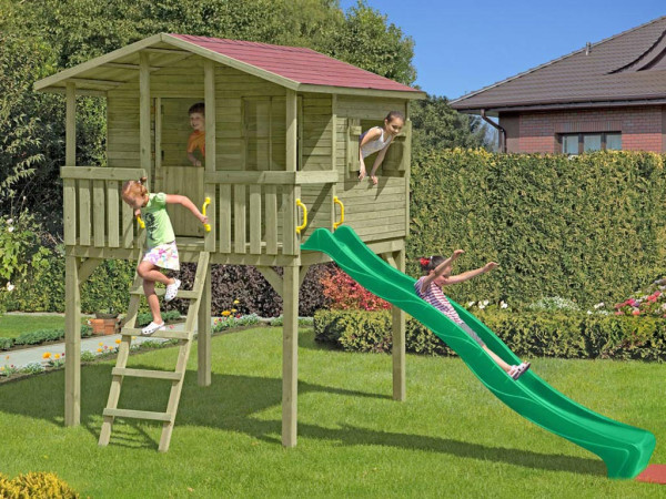 Paalhuis Leon incl. glijbaan groen