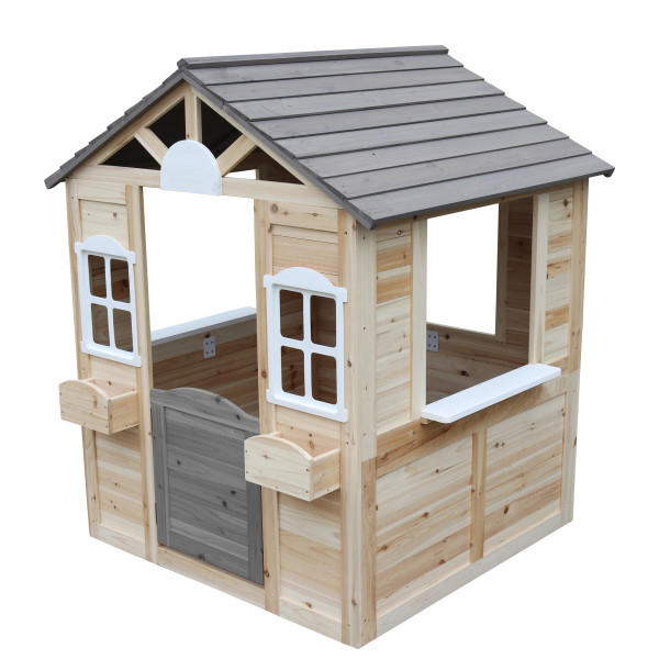 Gelakt speelhuisje Kela in transparant grijs-wit