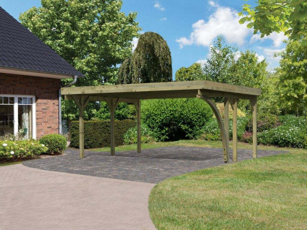 Carport Dubbel 1 CLASSIC incl. ingangsboog, incl. 0,5 mm stalen dakplaat