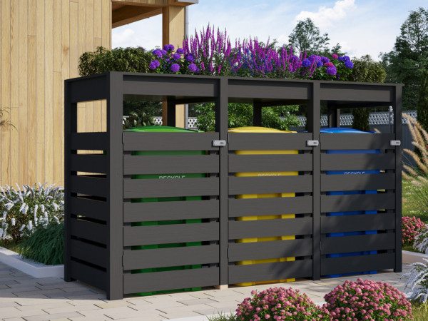 Afvalcontainerberging 3 18 mm antraciet