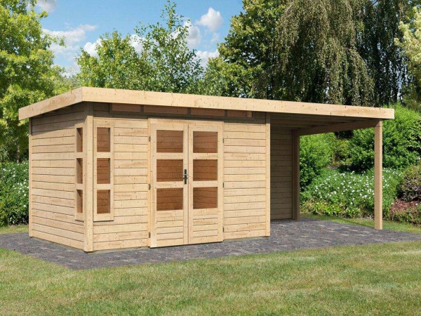 Tuinberging SET Kastorf 7 28 mm naturel incl. 3,2 m opbouwdak + achterwand