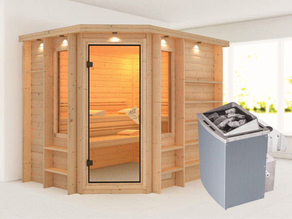 Massieve sauna Riona incl. 9 kW saunakachel int. besturing