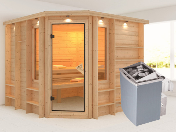 Massieve sauna Marona incl. 9 kW saunakachel int. besturing