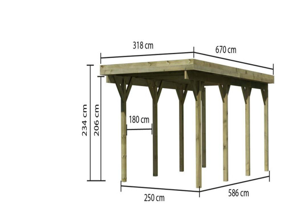 Carport Single 2 CLASSIC incl. 0,5 mm stalen dakplaat