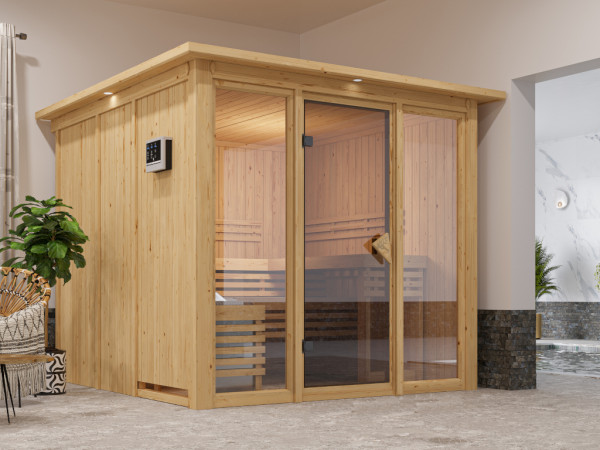 Illustratie toont sauna incl. dakrand (niet inbegrepen)