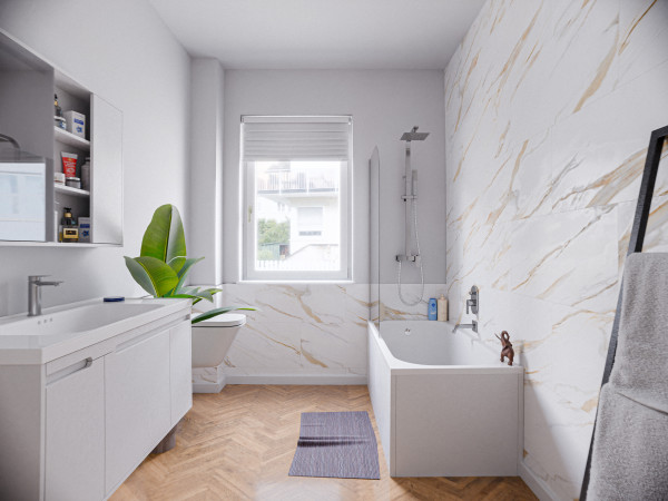 Wandpanelen RenoVario Carrara marmer goud tegel