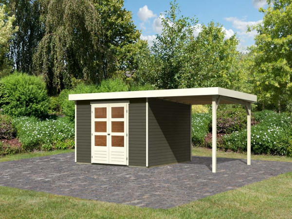 Tuinhuisje SET Askola 6 19 mm terra grijs, incl. 2,4 m lessenaarsdak