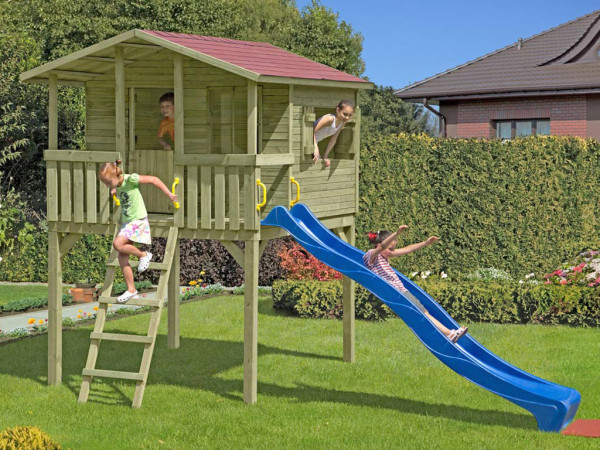 Paalhuis Leon incl. glijbaan blauw