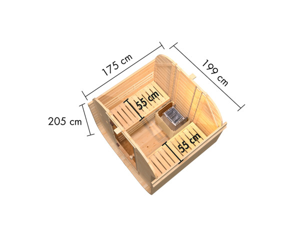 Barrelsauna 38 mm Quadro 1 Premium