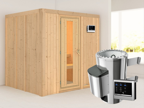 Systeemsauna Daria energiebesparende deur + Plug & Play saunakachel met ext. besturing