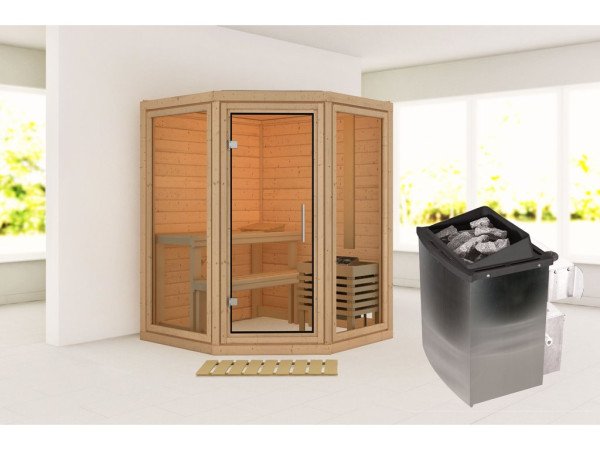 Yuma SET sauna met 9 kW kachel, geïntegreerde besturingseenheid