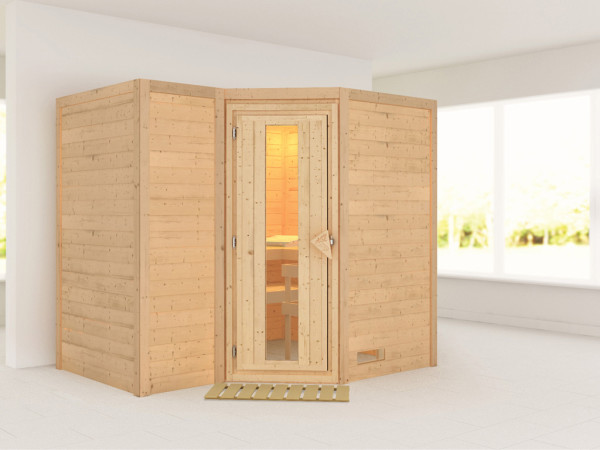Massieve sauna Sahib 2 houten deur met geïsoleerd glas