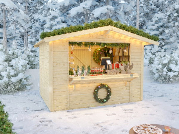 Markt- - verkoopkraam Jasmin 6 m² 18 mm onbehandeld inclusief vloer