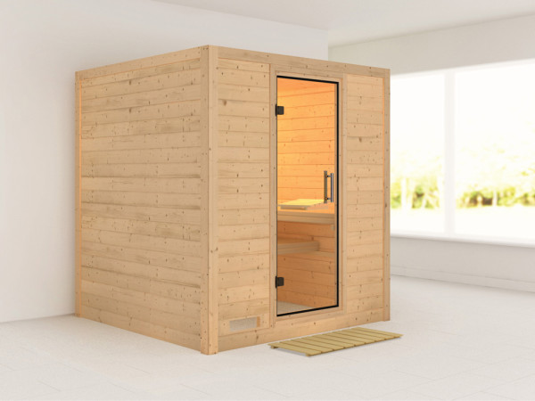 Massieve sauna Mojave transparent glazen deur