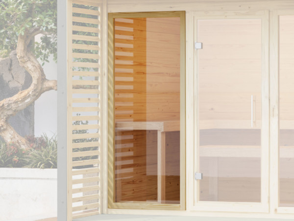 Saunaraam helder glas natuurlijke afwerking