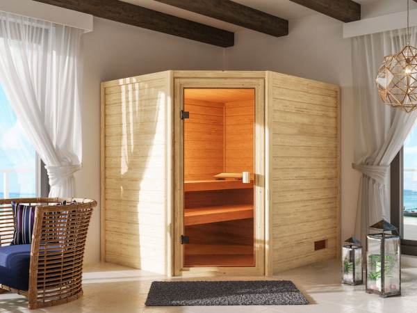 Sauna Elea met gebronsde glazen deur