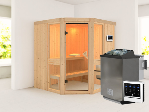 Amelia 2 SET sauna met 9 kW kachel, Bio externe controle-eenheid